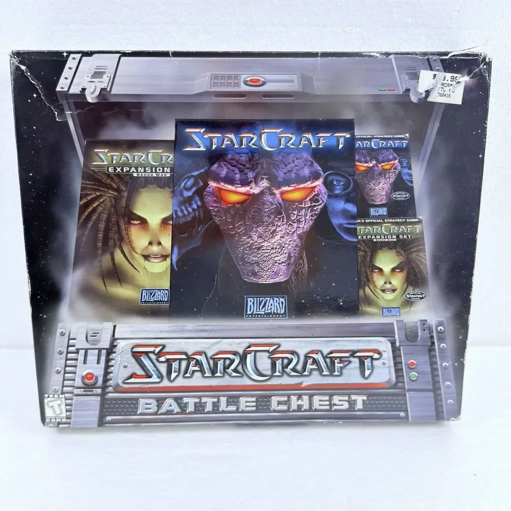 StarCraft Battle Chest PC Big Box Vintage Game With Expansion Brood War Manuals